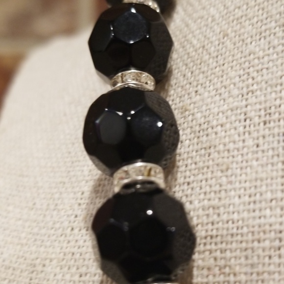 Black Rondelle Glass Beaded Necklace - Picture 8 of 8